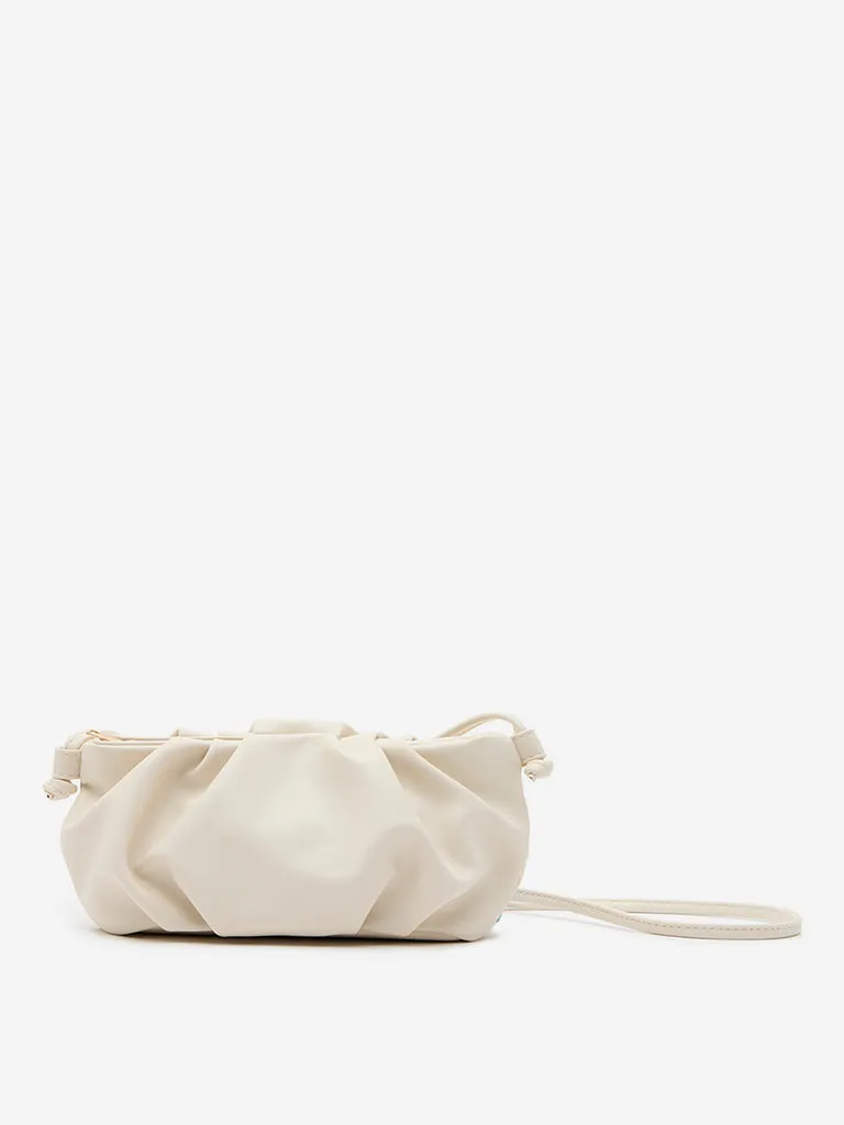 Women Accessories Off-White Pleated Sling Bag