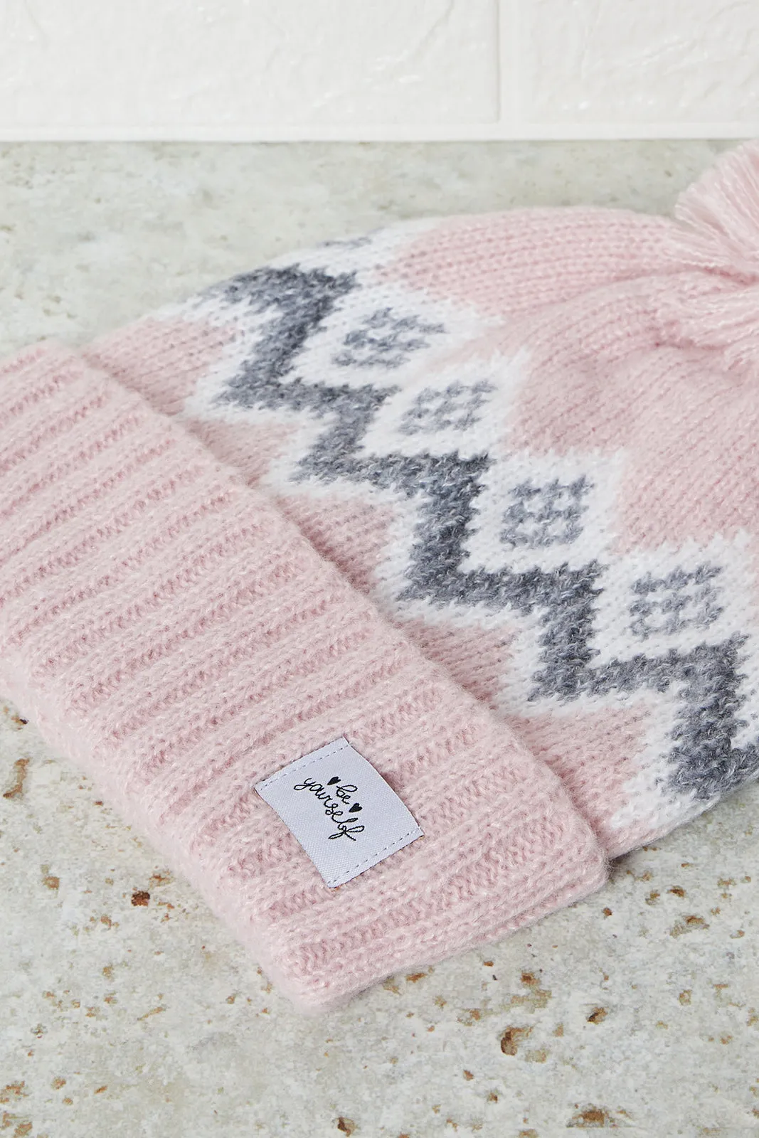 Women Pink Embellished Single Knitted Cap