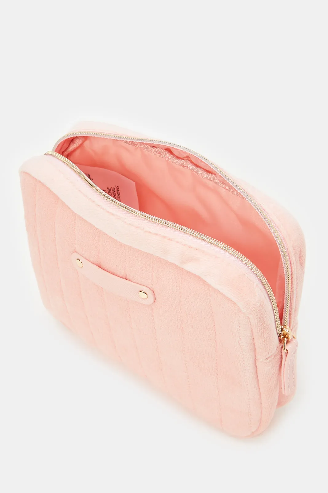Women Plain Quilted Pink Pouch