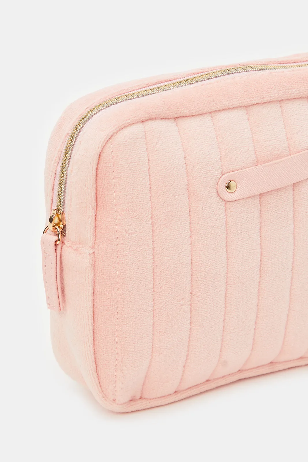 Women Plain Quilted Pink Pouch