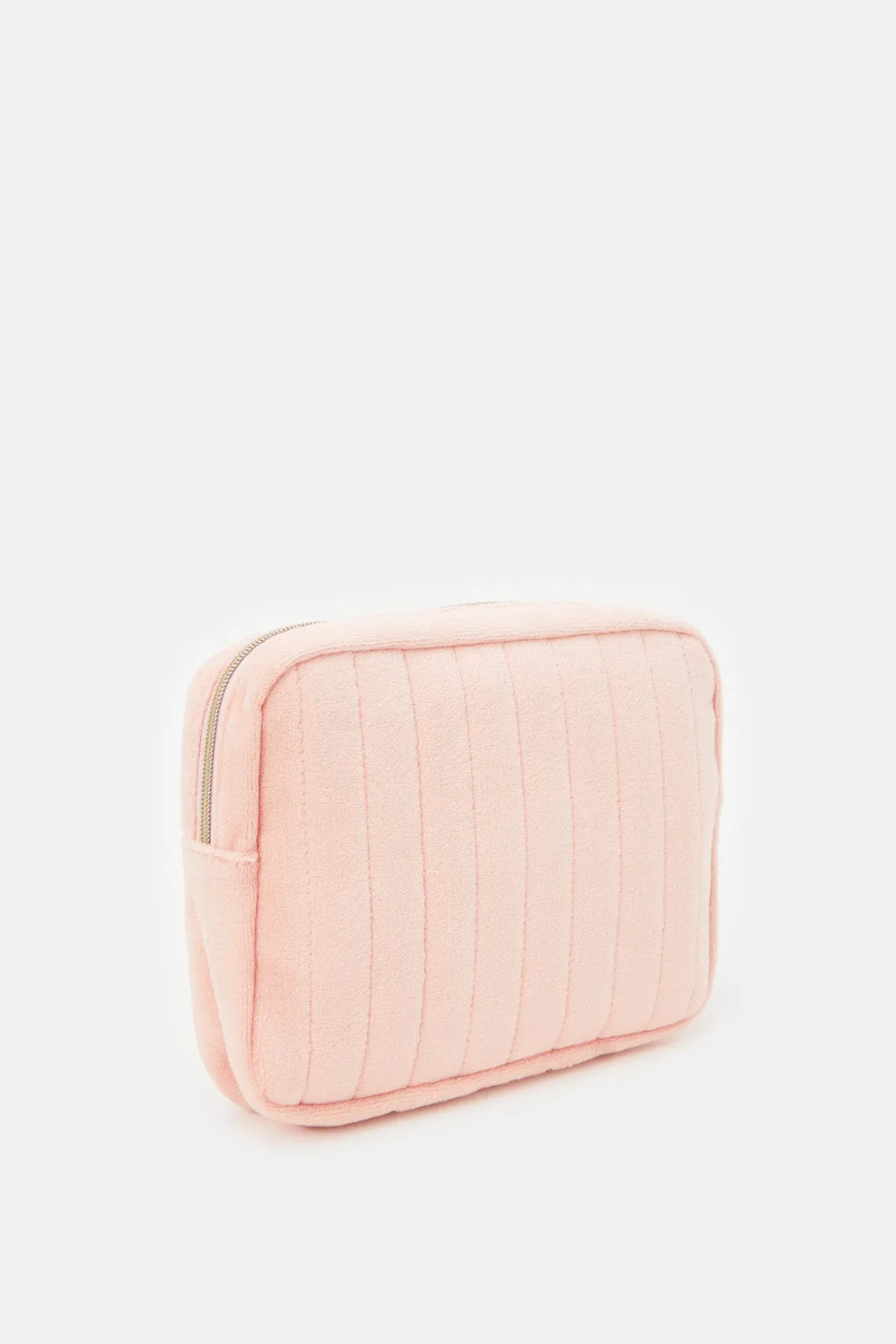 Women Plain Quilted Pink Pouch