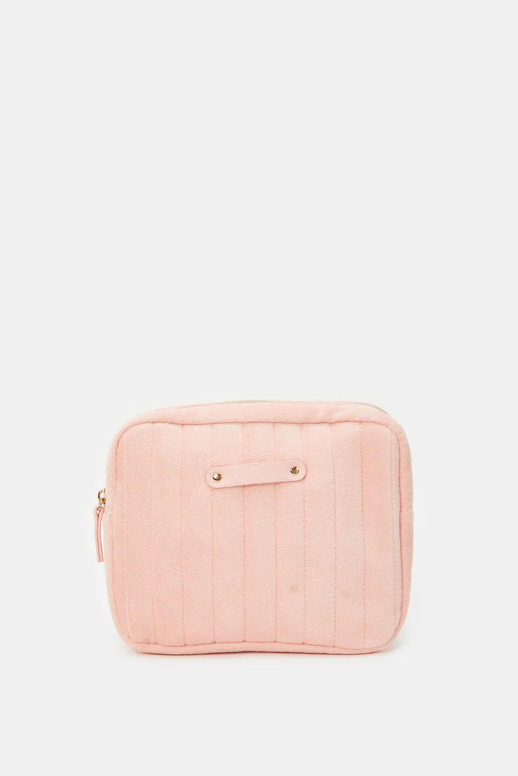 Women Plain Quilted Pink Pouch