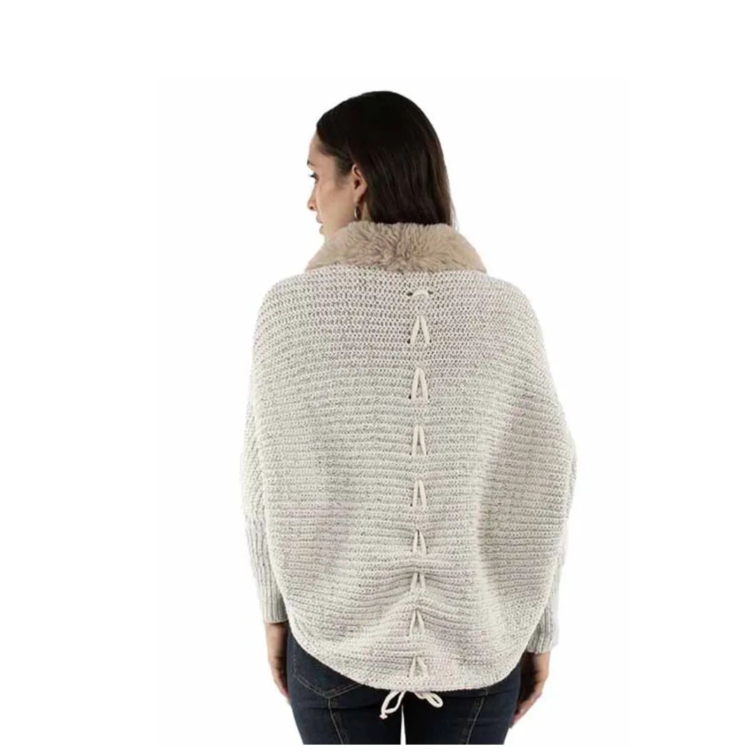 Women's Faux Fur Cable Knit Cardigan HC969