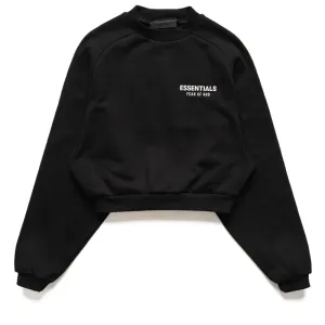 Women's Fear Of God Essentials Fleece Cropped Crewneck - Black