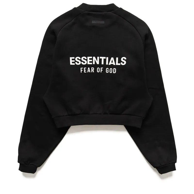 Women's Fear Of God Essentials Fleece Cropped Crewneck - Black