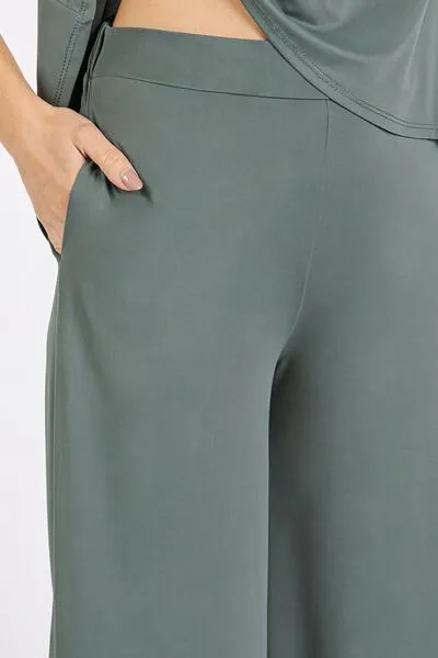 Yoga Air Stretch Elastic Waist Wide Leg Pants