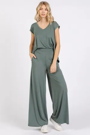 Yoga Air Stretch Elastic Waist Wide Leg Pants