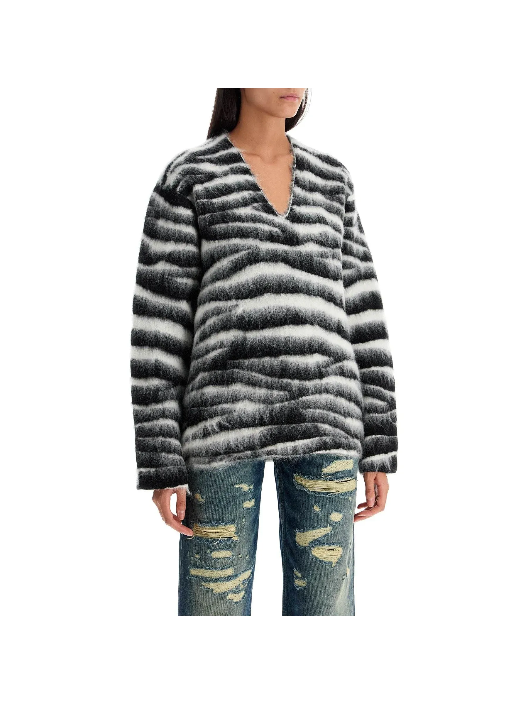 Zebra Print Wool Sweater